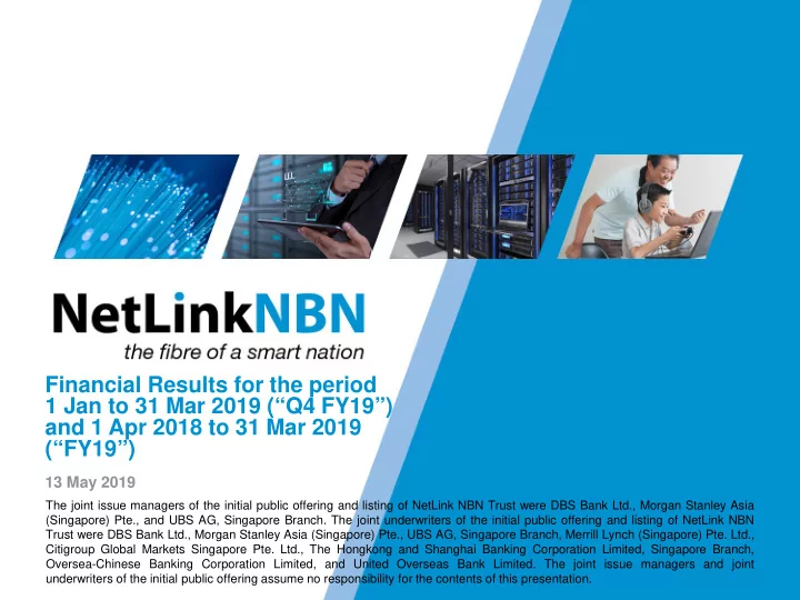 financial results for the period 1 jan to 31 mar 2019 q4