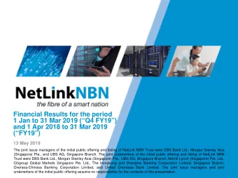 Financial Results for the period  1 Jan to 31 Mar 2019 (Q4 FY19)  and 1 Apr 2018 to 31 Mar