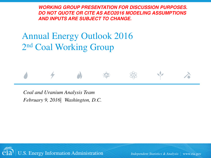 annual energy outlook 2016 2 nd coal working group