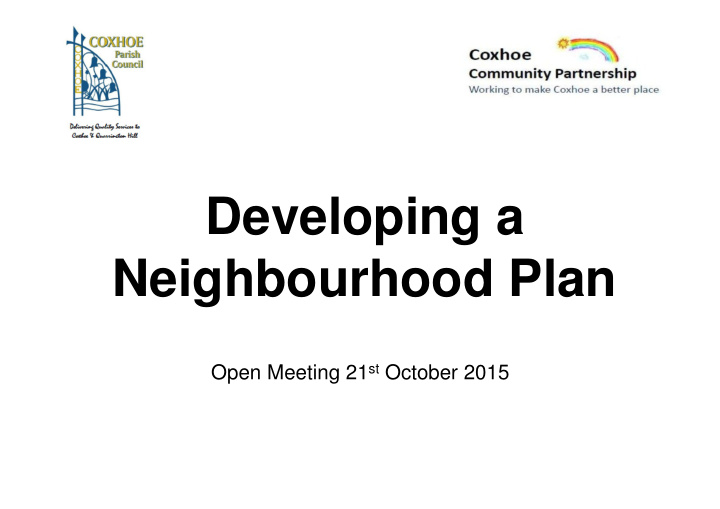 developing a neighbourhood plan