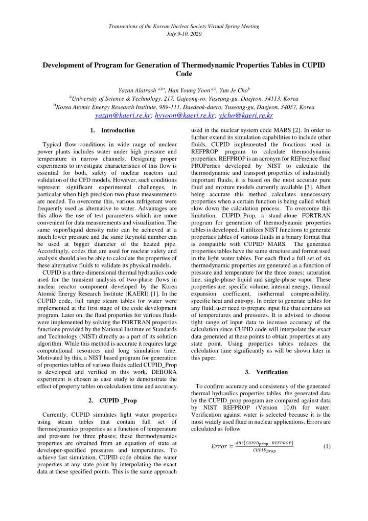 development of program for generation of thermodynamic