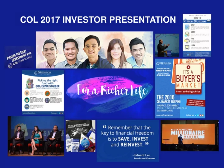 col 2017 investor presentation highlights