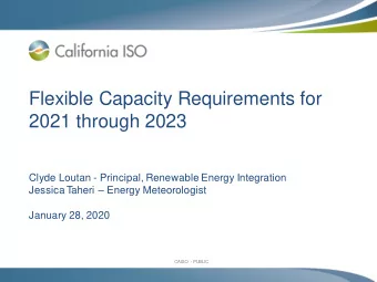 Flexible Capacity Requirements for  2021 through 2023  Clyde Loutan - Principal, Renewable Energy