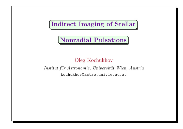 indirect imaging of stellar nonradial pulsations