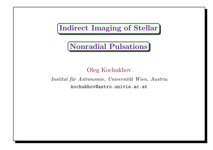 indirect imaging of stellar nonradial pulsations