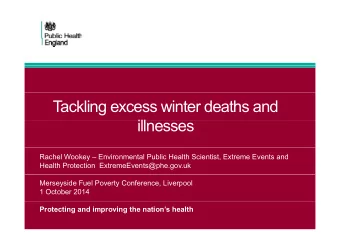 Tackling excess winter deaths and  ill  illnesses  Rachel Wookey  Environmental Public Health