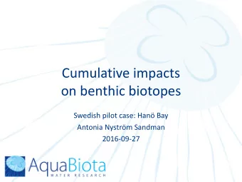 Cumulative impacts  on benthic biotopes  Swedish pilot case: Han Bay  Antonia Nystrm Sandman