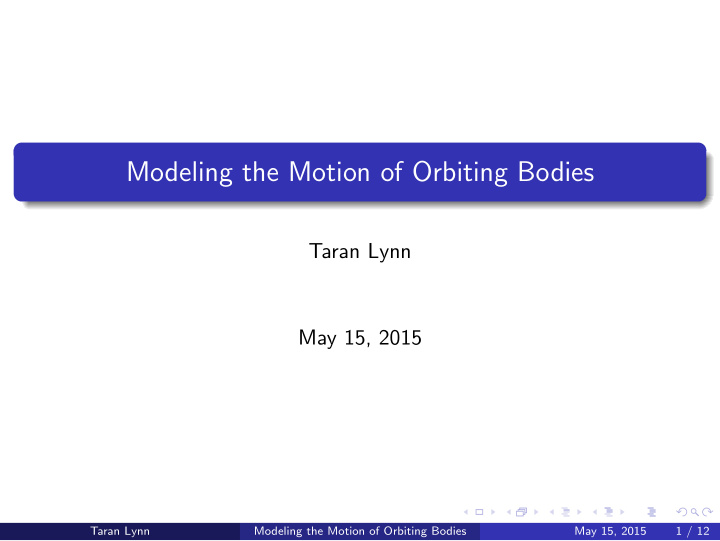 modeling the motion of orbiting bodies