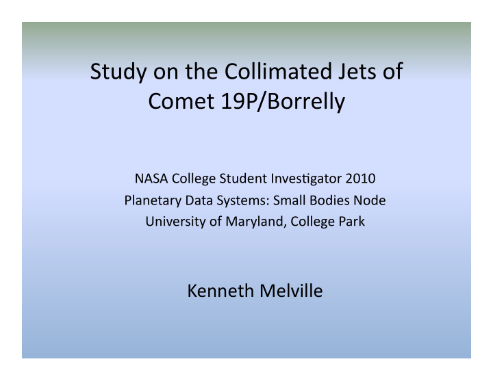 study on the collimated jets of comet 19p borrelly