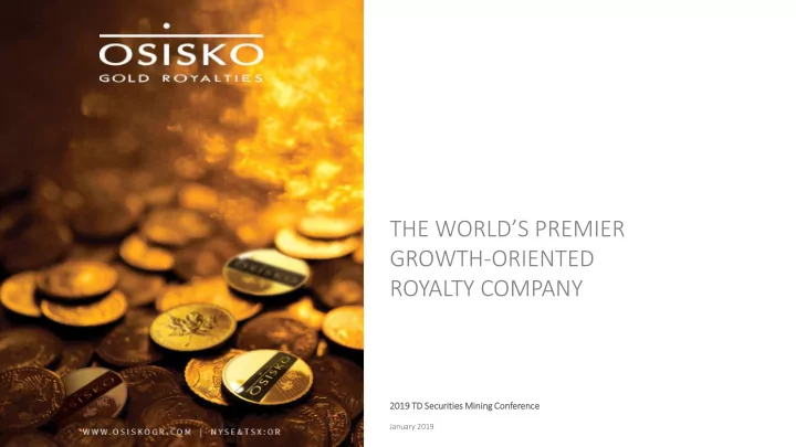 the world s premier growth oriented royalty company