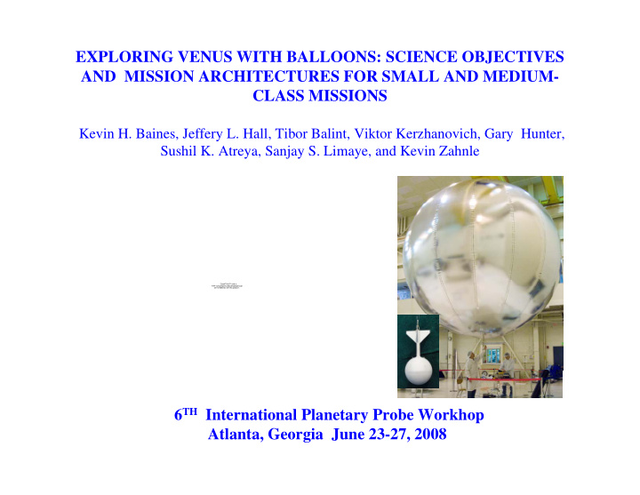 exploring venus with balloons science objectives and