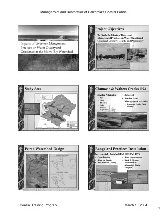 1  Management and Restoration of California's Coastal Prairie  Findings  Monitoring  Project