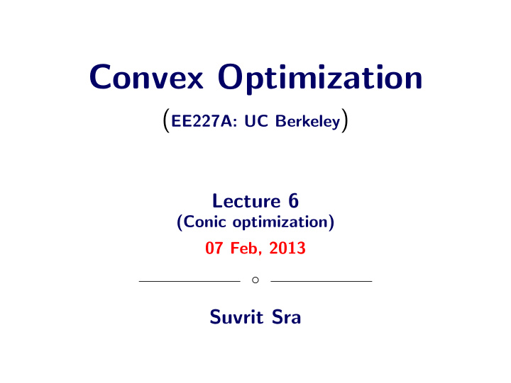 convex optimization