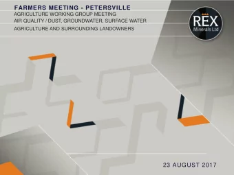 23 AUGUST 2017  DUST IN AGRICULTURE  AIR QUALITY AND DUST  2  DUST IN AGRICULTURE  RISK ASSESSMENT