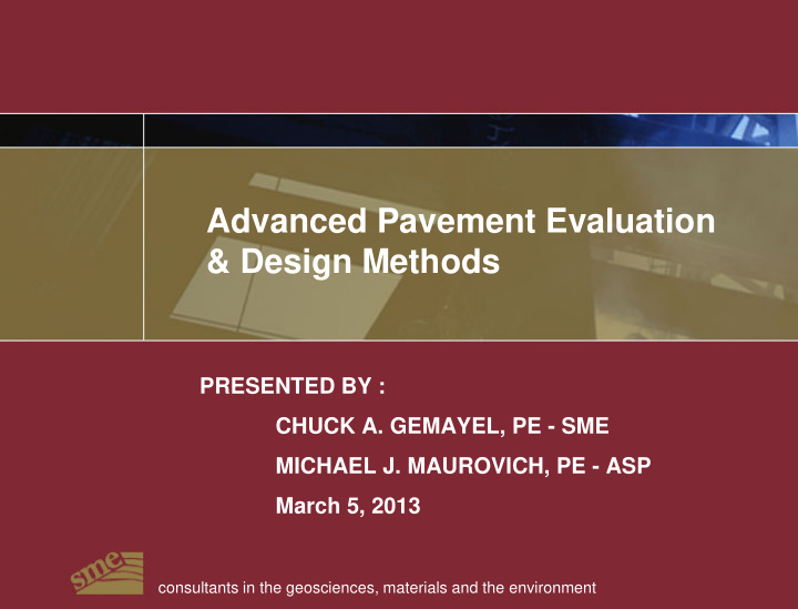 advanced pavement evaluation design methods