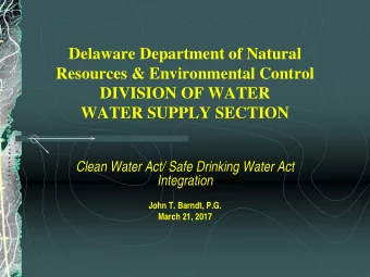 Delaware Department of Natural  Resources &amp; Environmental Control  DIVISION OF WATER  WATER