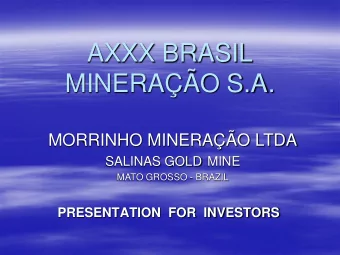 MINERAO S.A.  MORRINHO MINERAO LTDA  SALINAS GOLD  MINE  MATO GROSSO - BRAZIL  PRESENTATION
