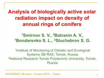 Analysis of biologically active solar  radiation impact on density of  annual rings of conifers 1