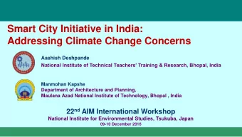 Addressing Climate Change Concerns  Aashish Deshpande National Institute of Technical Teachers