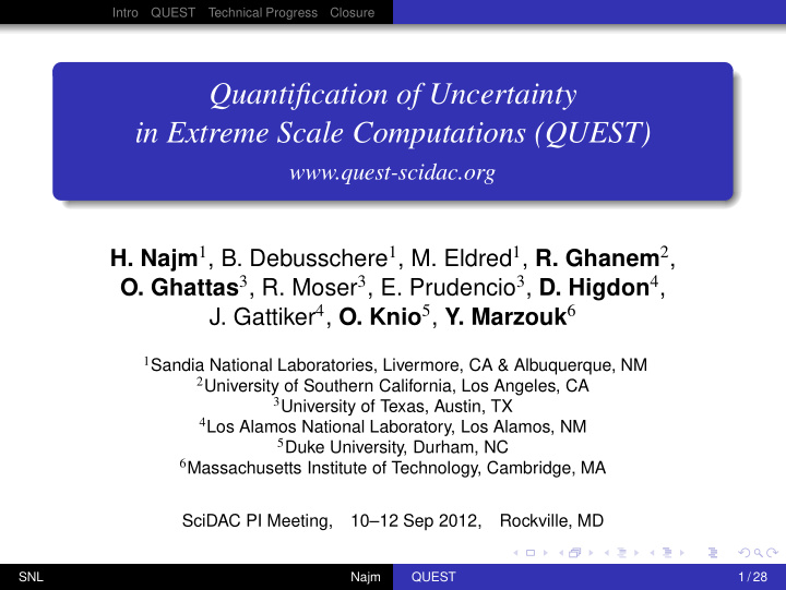 quantification of uncertainty in extreme scale