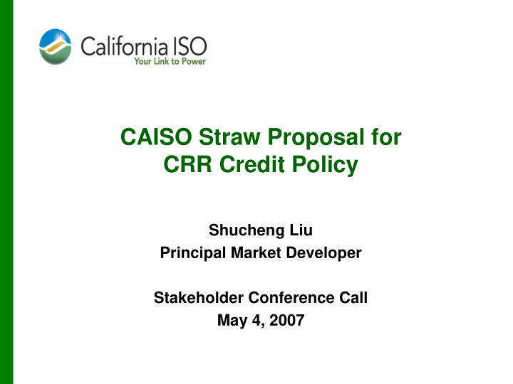 caiso straw proposal for crr credit policy