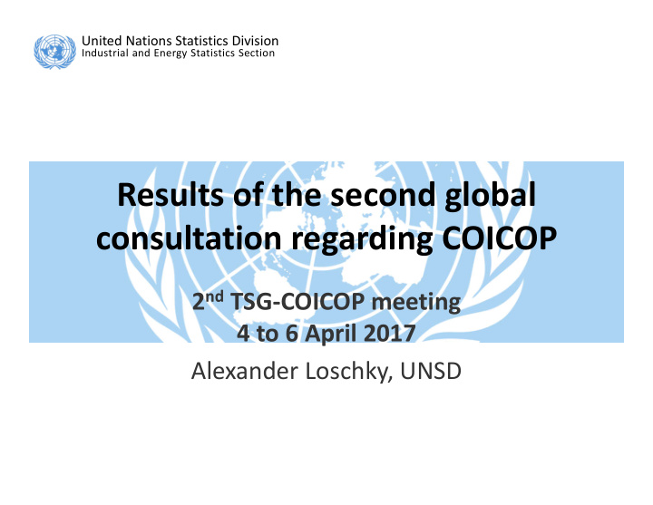 results of the second global consultation regarding coicop