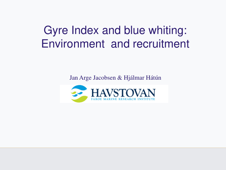 gyre index and blue whiting environment and recruitment