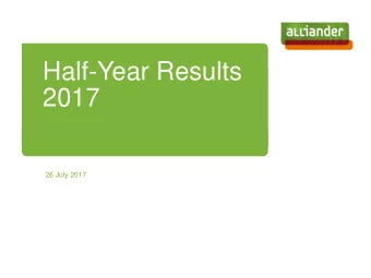 2017  26 July 2017  Highlights 2017 YTD   Profit after tax decreased to  93M (2016H1: