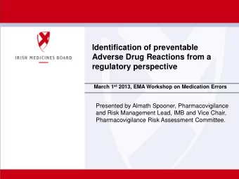Corporate Induction: Part 2  Identification of preventable  Adverse Drug Reactions from a