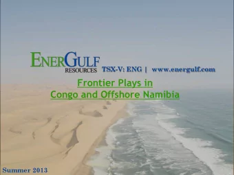 Frontier Plays in  Congo and Offshore Namibia  Summer 2013  TSX-V: ENG  Disclaimer  Certain