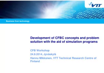 Development of CFBC concepts and problem  solution with the aid of simulation programs  CFB