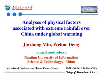 Analyses of physical factors  associated with extreme rainfall over  China under global warming