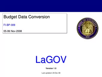 LaGOV  LaGOV  Version 1.0  Last updated: 29-Dec-08  Introduction    Roles   Process Analyst