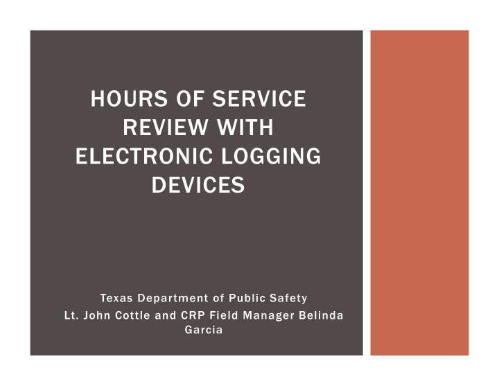 hours of service review with electronic logging devices