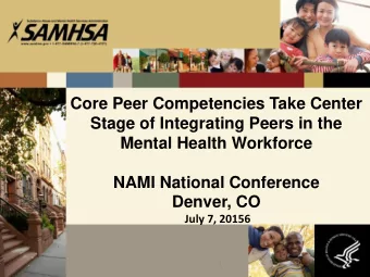 Stage of Integrating Peers in the  Mental Health Workforce  NAMI National Conference Denver, CO