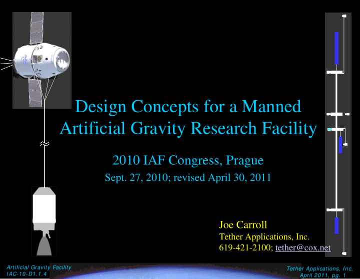 design concepts for a manned artificial gravity research