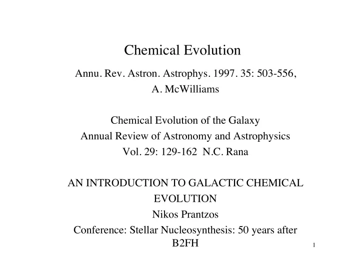 chemical evolution