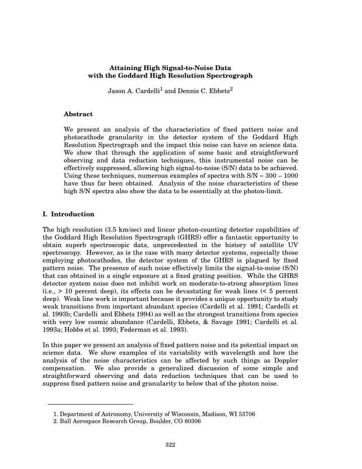 attaining high signal to noise data with the goddard high