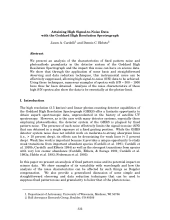Attaining High Signal-to-Noise Data  with the Goddard High Resolution Spectrograph Jason A.