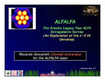 ALFALFA  ALFALFA  The Arecibo  Arecibo Legacy Fast ALFA  Legacy Fast ALFA  The  Extragalactic