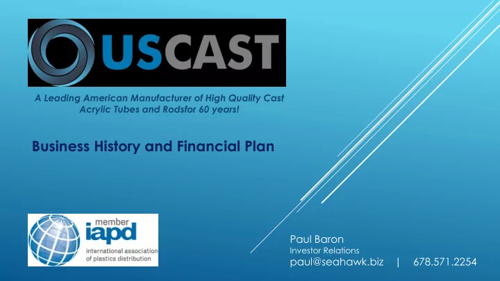 business history and financial plan