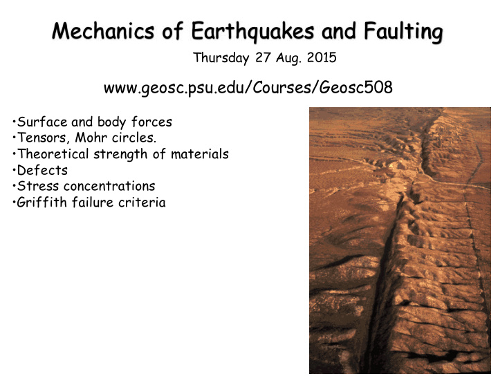 mechanics of earthquakes and faulting