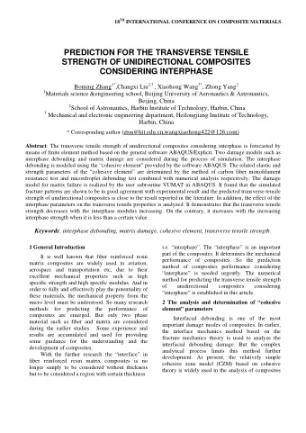 PREDICTION FOR THE TRANSVERSE TENSILE  STRENGTH OF UNIDIRECTIONAL COMPOSITES  CONSIDERING