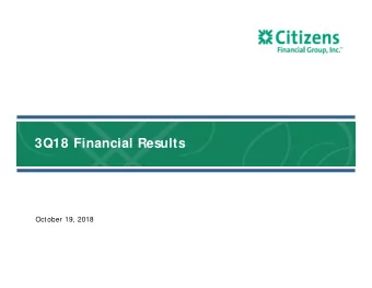 3Q18 Financial Results  October 19, 2018  Forward-looking statements and use of key performance