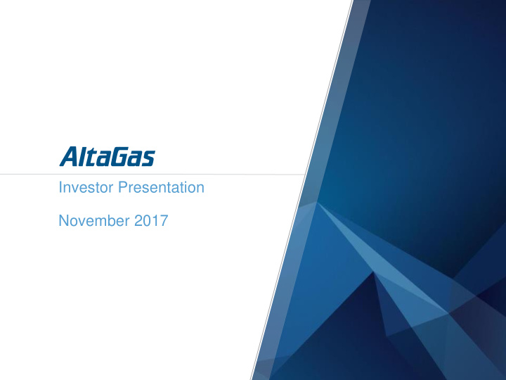 investor presentation november 2017 forward looking
