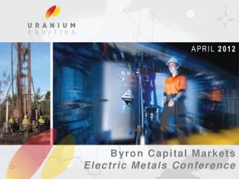 Electric Metals Conference I N V E S T O R  U P D A T E  A P R I L  2 0 1 2  Disclaimer and