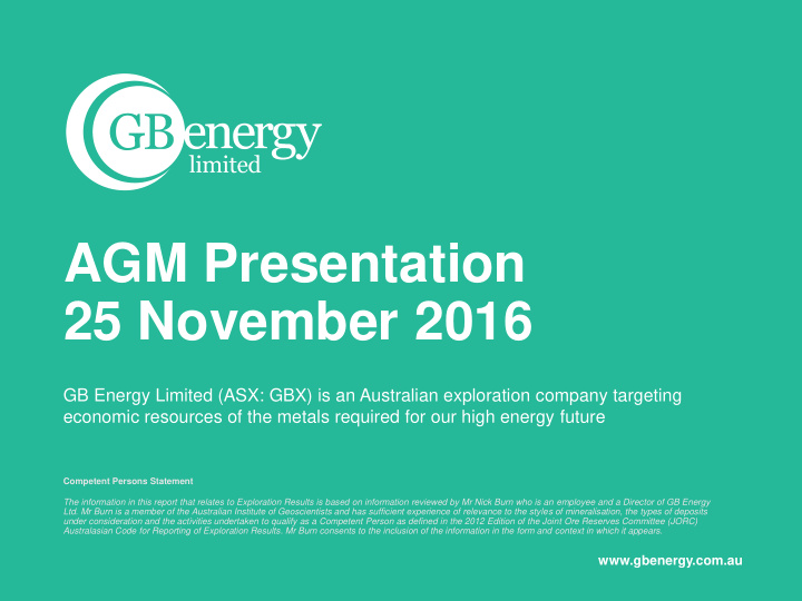 agm presentation 25 november 2016
