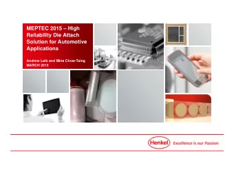 MEPTEC 2015  High  MEPTEC 2015  High  Reliability Die Attach  Reliability Die Attach