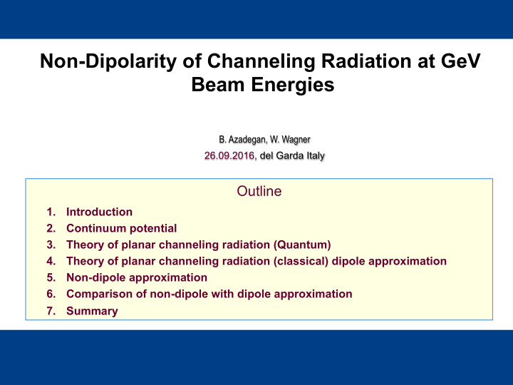 non dipolarity of channeling radiation at gev beam