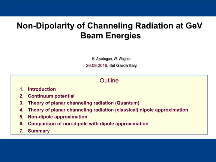 non dipolarity of channeling radiation at gev beam